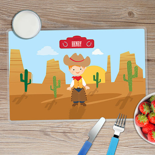 Cowboy Personalized Kids Placemat - Give Wink