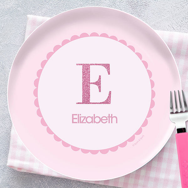 A Shiny Pink Letter Personalized Kids Plates - Give Wink