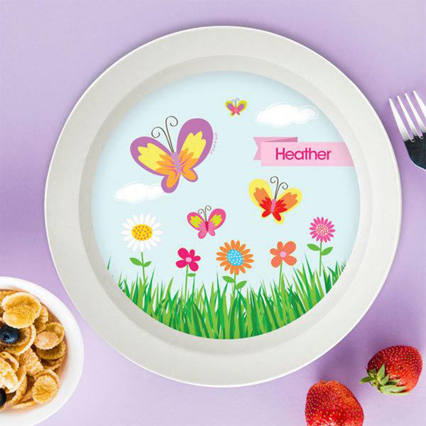 A Butterfly Field Personalized Kids Bowl - Give Wink
