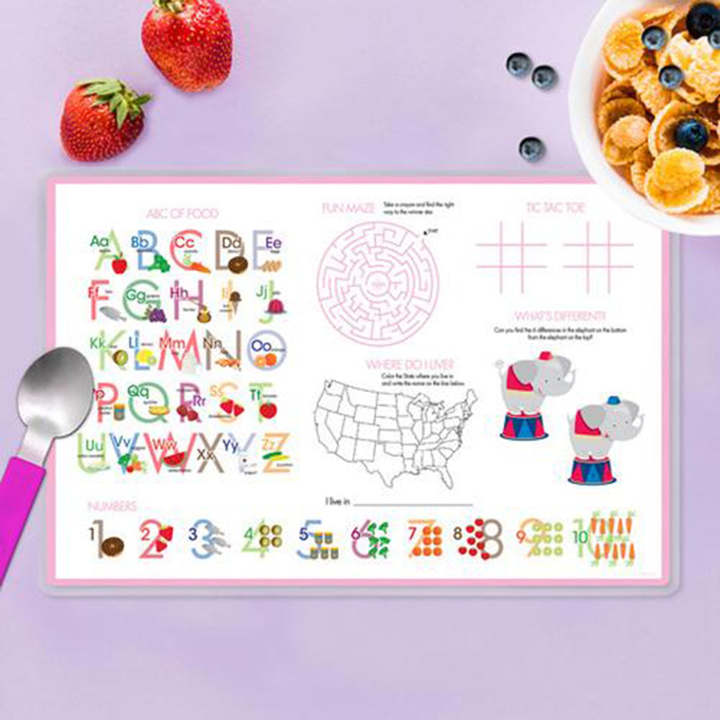 A Shiny Pink Letter Personalized Kids Placemat - Give Wink