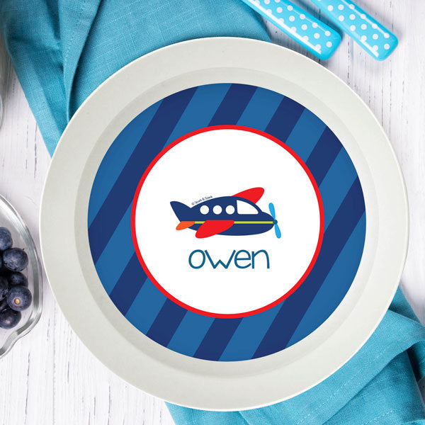Airplane Ride Personalized Kids Bowl - Give Wink