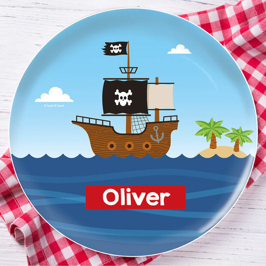 All Aboard Pirates Personalized Kids Plates - Give Wink