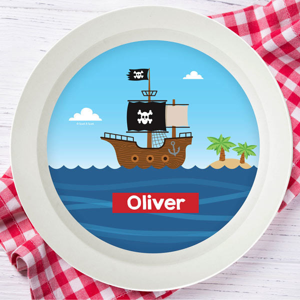 All Aboard Pirates Personalized Kids Bowl - Give Wink