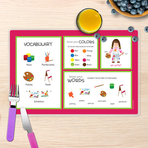 Artist at Work Personalized Kids Placemat - Give Wink
