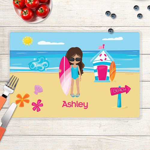 Beach Girl Personalized Kids Placemat - Give Wink