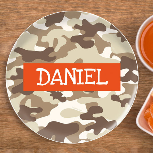 Brown Camo Personalized Kids Plates - Give Wink