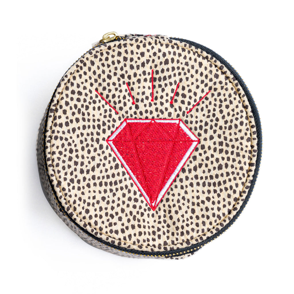 Personalized Seersucker Cheetah Round Multi Purpose Pouch - Give Wink