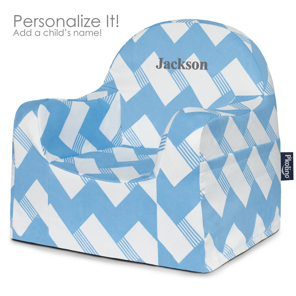 Chevron Blue Personalized Little Chair - Give Wink