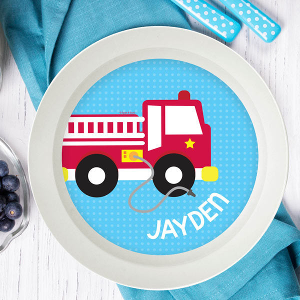 Cool Fire Truck Personalized Kids Bowl - Give Wink