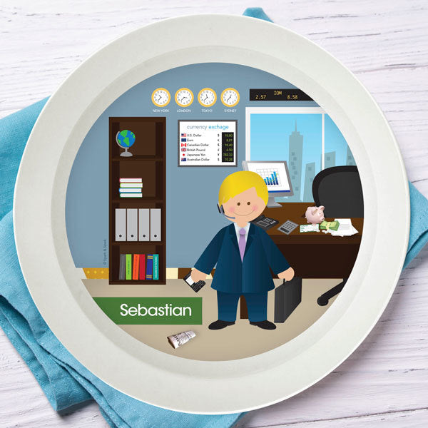 Boy Crunching Numbers Personalized Kids Bowl - Give Wink