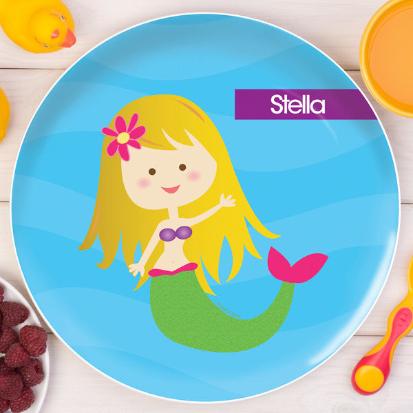 Cute Mermaid Personalized Kids Plates - Give Wink