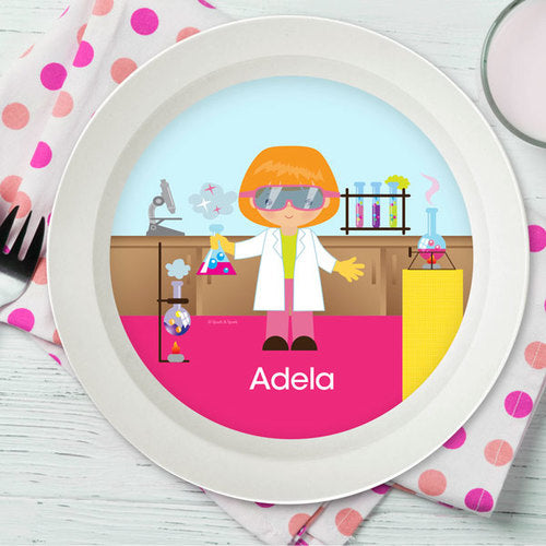 Cool Scientist Girl Personalized Kids Bowl - Give Wink