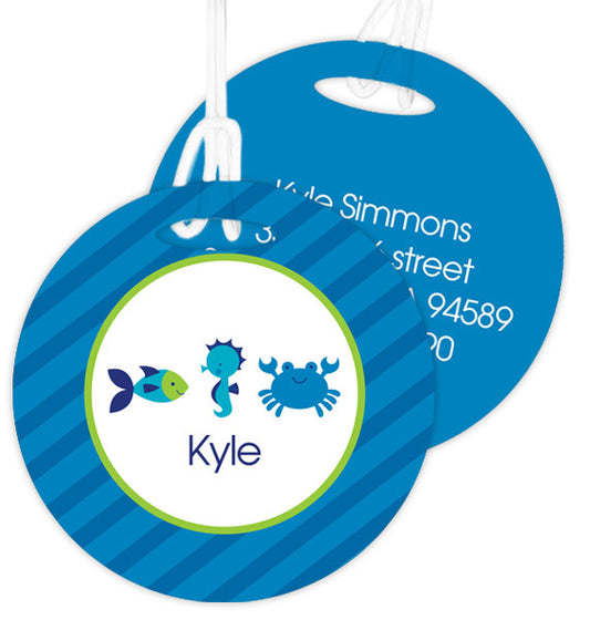 Cute Undersea Creatures Personalized Bag Tag - Give Wink