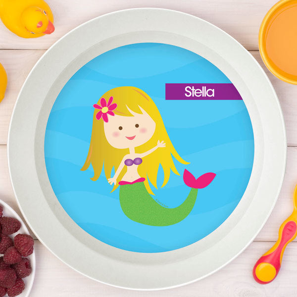 Cute Mermaid Personalized Kids Bowl - Give Wink