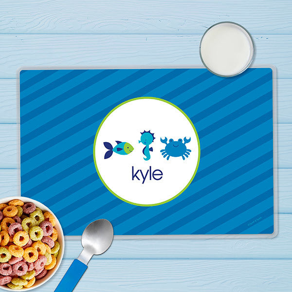 Cute Undersea Creatures Personalized Kids Placemat - Give Wink