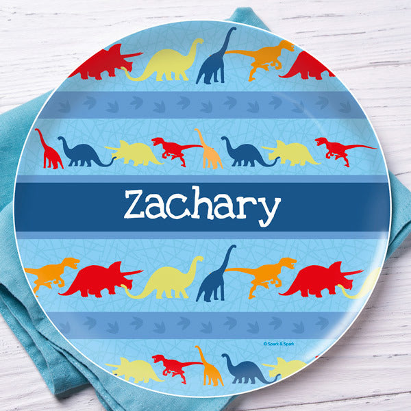Dinosaur Trails Personalized Kids Plates - Give Wink