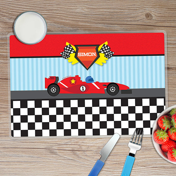 Fast Race Personalized Kids Placemat - Give Wink