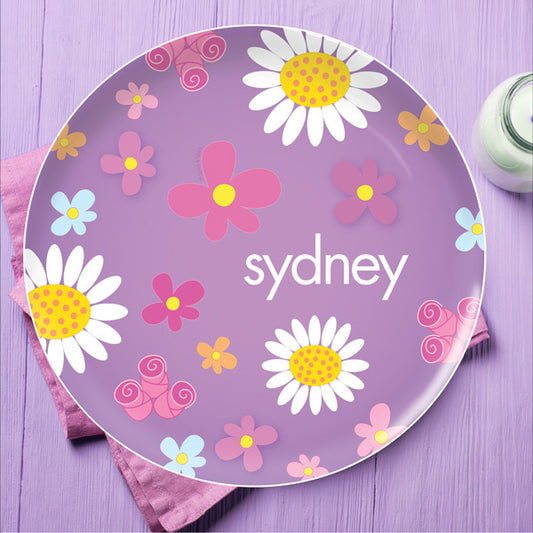 Field of Flowers Personalized Kids Plates - Give Wink