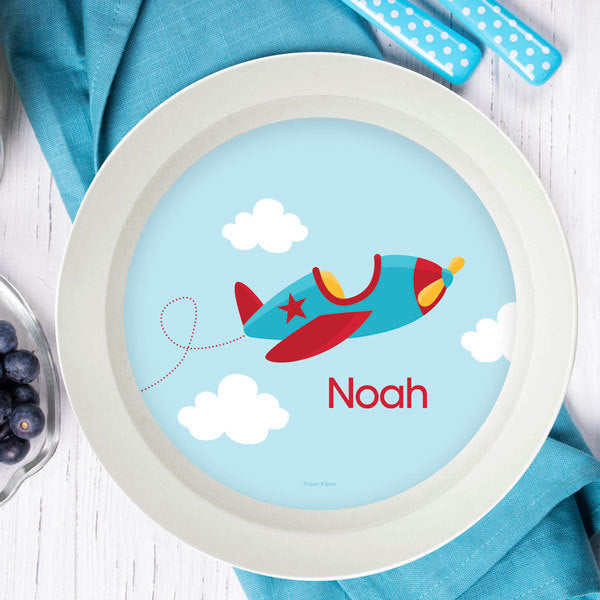 Fly Little Plane Personalized Kids Bowl - Give Wink