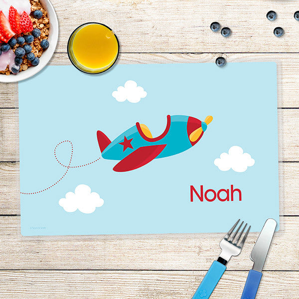 Fly Little Plane Personalized Kids Placemat - Give Wink