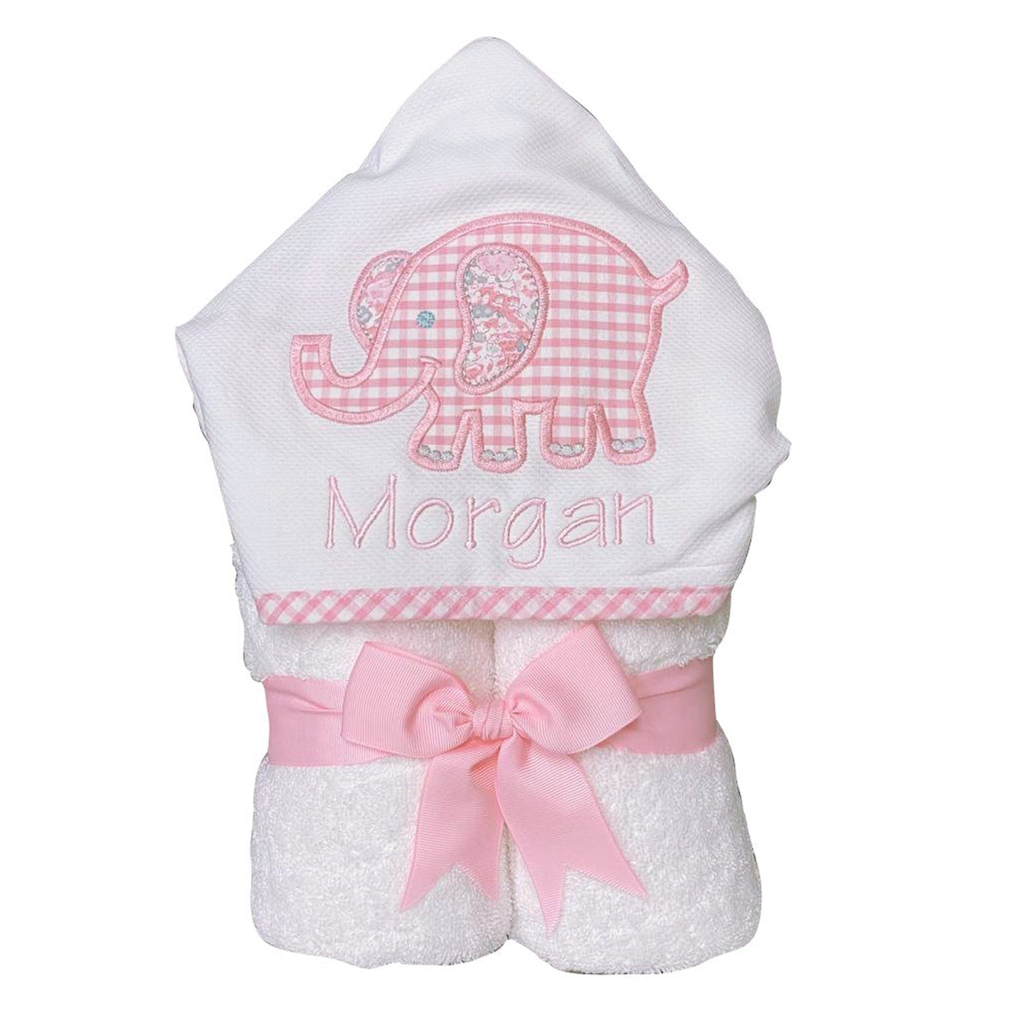 Personalized Baby Girl Pink Elephant Hooded Towel - Give Wink