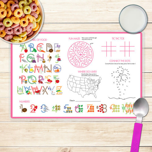 Pink Emoji Personalized Kids Placemat - Give Wink