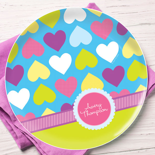 Happy Hearts Personalized Kids Plates - Give Wink