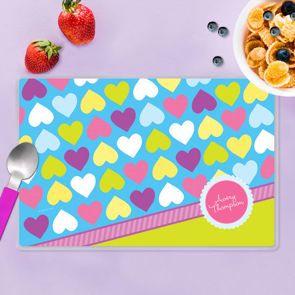 Happy Hearts Personalized Kids Placemat - Give Wink
