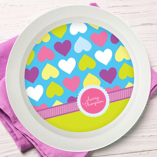 Happy Hearts Personalized Kids Bowl - Give Wink