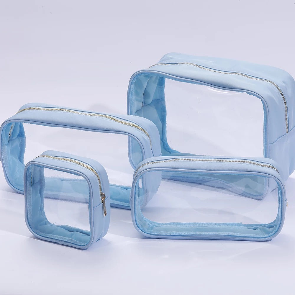 Medium Essentials Clear Nylon Pouch - Blue - Give Wink
