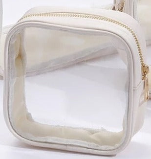 Small Essentials Clear Nylon Pouch - Ivory - Give Wink