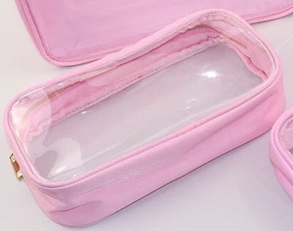 Medium Essentials Clear Nylon Pouch - Pink - Give Wink