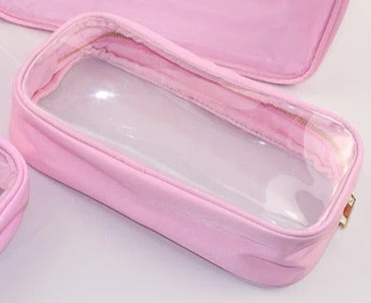 Large Essentials Clear Nylon Pouch - Pink - Give Wink