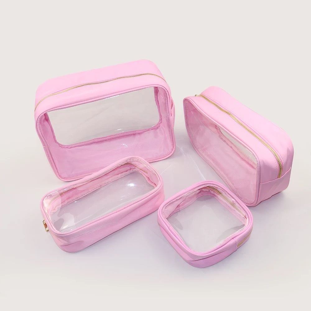 Small Essentials Clear Nylon Pouch - Pink - Give Wink