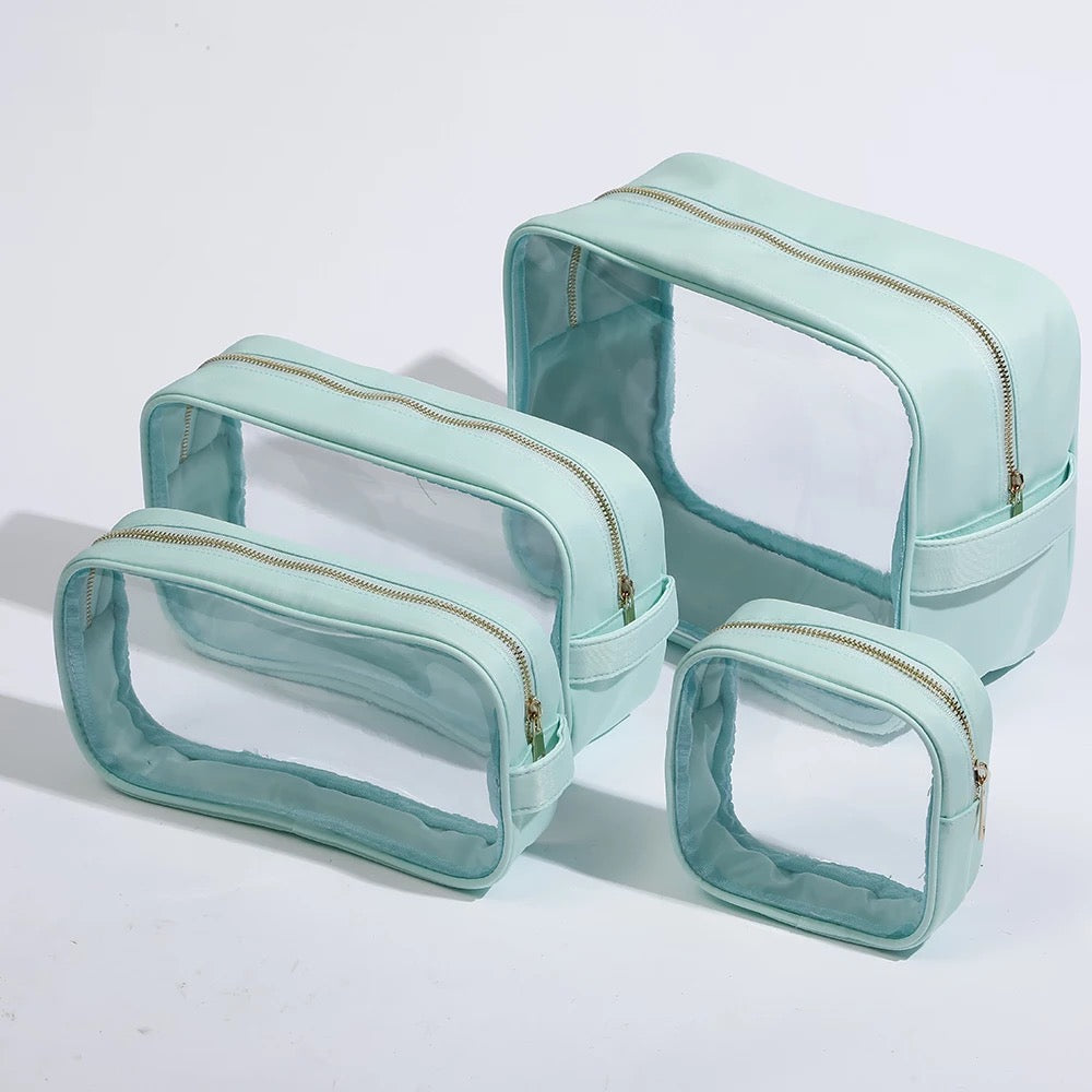 Medium Essentials Clear Nylon Pouch - Mint - Give Wink