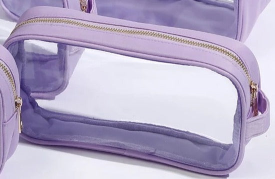 Large Essentials Clear Nylon Pouch - Purple - Give Wink
