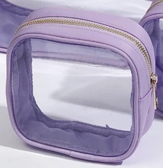 Small Essentials Clear Nylon Pouch - Purple - Give Wink
