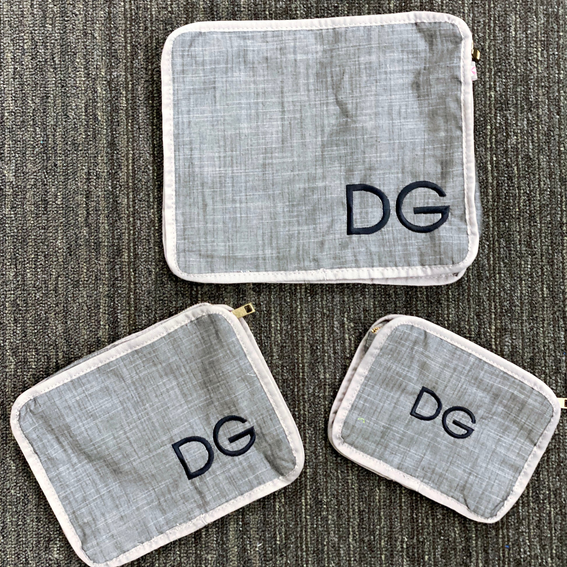 Personalized Chambray Grey Organizing Trio - Give Wink