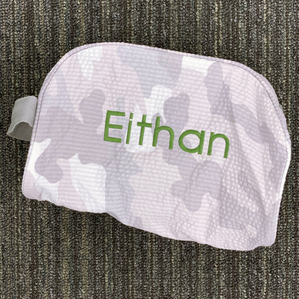 Personalized Seersucker Snow Camo Traveler Pouch - Give Wink
