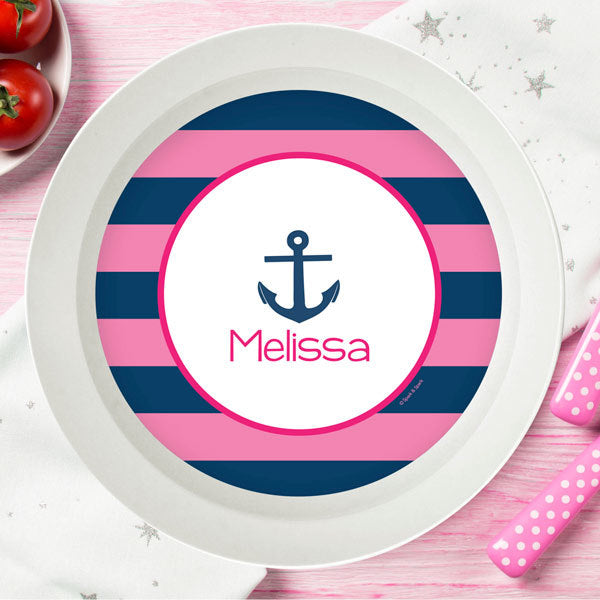 Let's Sail Pink Personalized Kids Bowl - Give Wink
