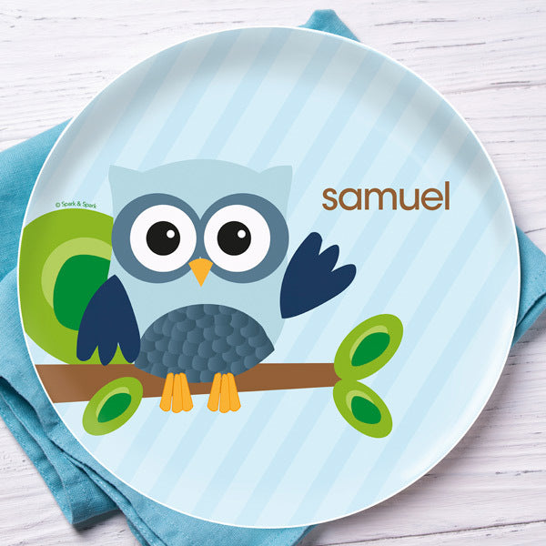 Blue Owl Be Yours Personalized Kids Plates - Give Wink