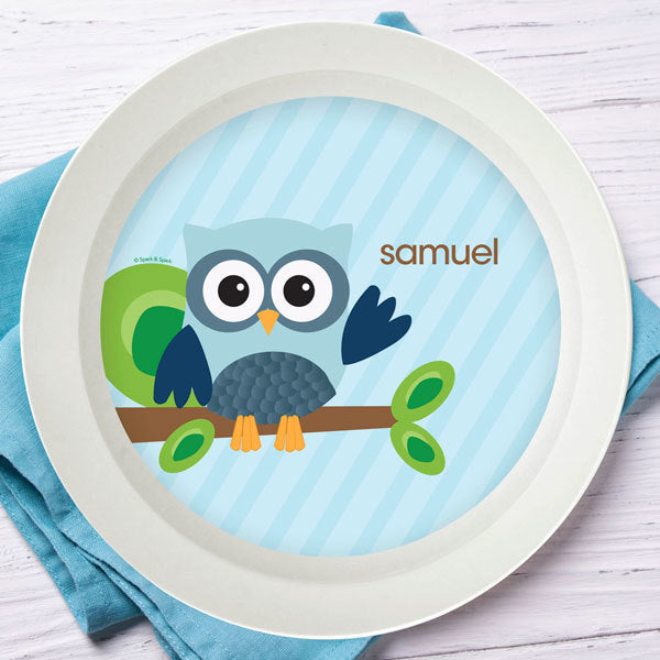 Blue Owl be Yours Personalized Kids Bowl - Give Wink