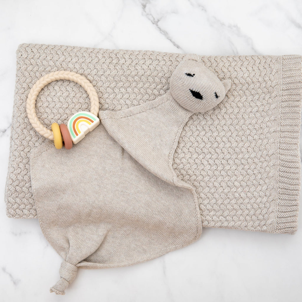 Knit and Lovie Set - Criss Cross Linen Sand - Give Wink