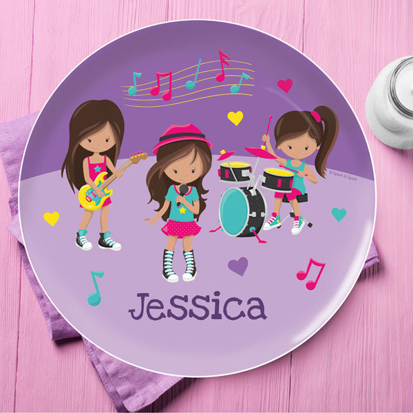 Rock And Roll Band Personalized Kids Plates - Give Wink