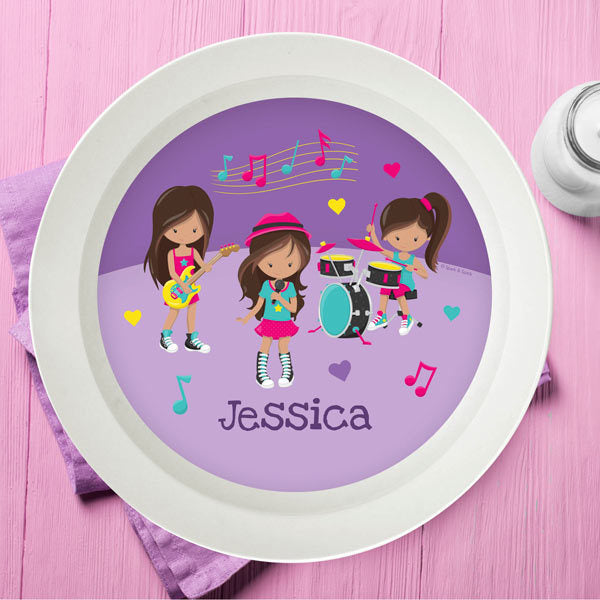 Rock and Roll Band Personalized Kids Bowl - Give Wink
