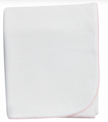 Pima Cotton Bubble Receiving Blanket - White / Pink - Give Wink