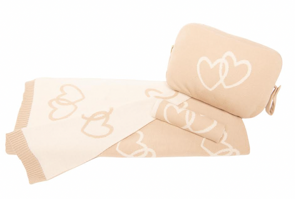Twin Hearts 3 Piece Baby Knitted Travel Set - Natural / Linen - Give Wink