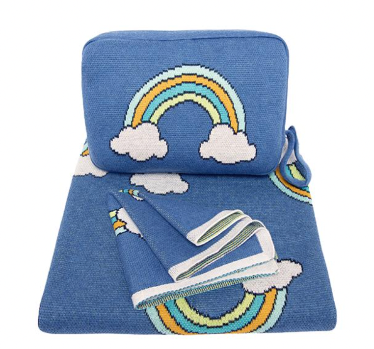 Rainbow 3 Piece Knitted Baby Travel Set - Marine - Give Wink