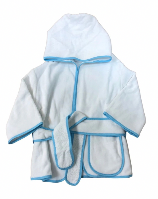 Trim Terry Bath Robe - Baby Blue - Give Wink