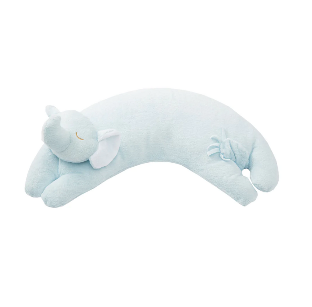 Personalized Blue Elephant Curved Baby Pillow - Give Wink